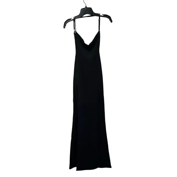 Babyboo Beatrix Maxi Dress Black Slit Formal Evening Gown NWT XS Y2K